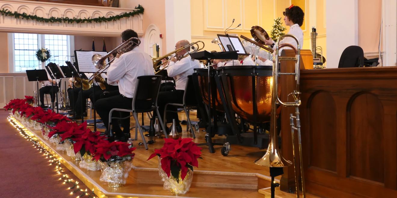 Holiday Brass with Poinsettias 