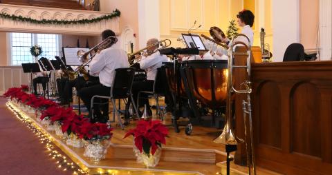Holiday Brass with Poinsettias 