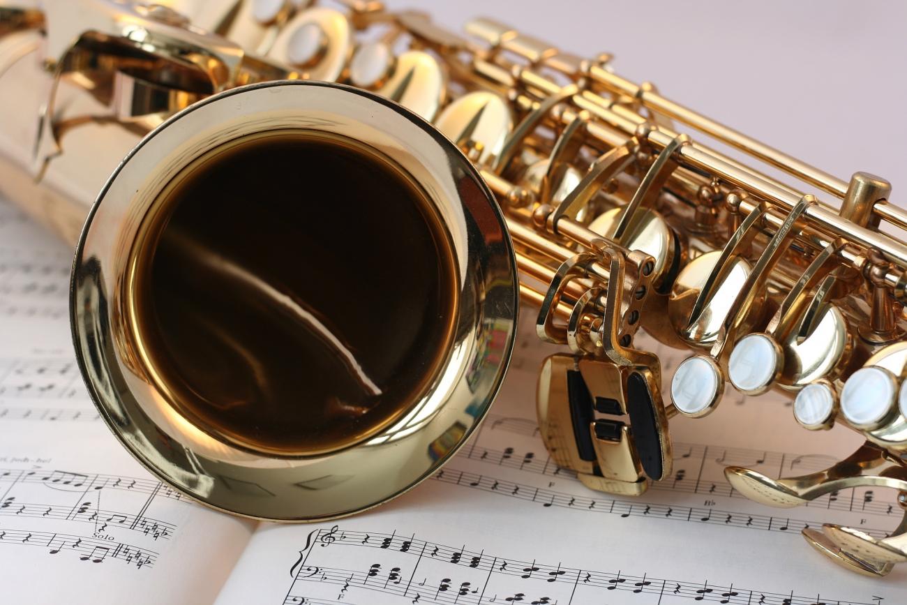 Saxophone and sheet music